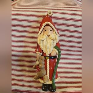 Vintage Santa Claus Christmas Clay Dough Holiday‎ Ornament  Pre-owned